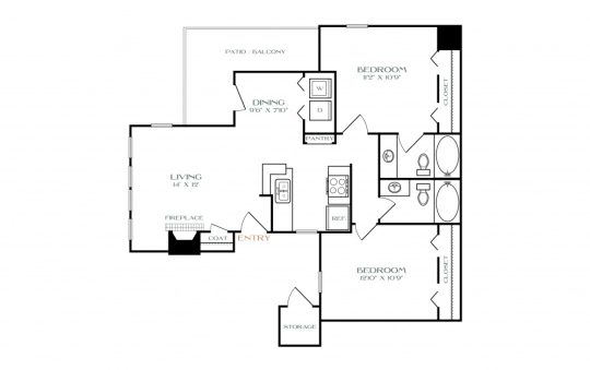 floor plan - 2 bedroom, 2 bath, 1,890 sq ft at The  Quinn on Ravenglass